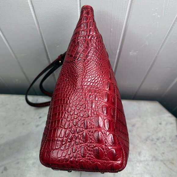 Brahmin Bag Purse Tote Red Med Asher Melborne Croc Shoulder Zip Top GUC - Picture 6 of 16